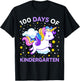 100 Days of Kindergarten Unicorn Girls 100 Days of School T-Shirt - T-Shirt | Black