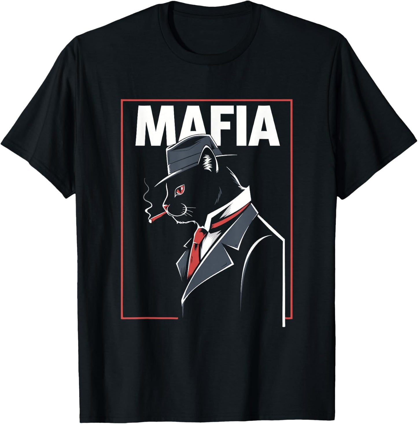Mafia Cat - Funny Graphic Mafia Boss Cat Lover T-Shirt - T-Shirt | Black
