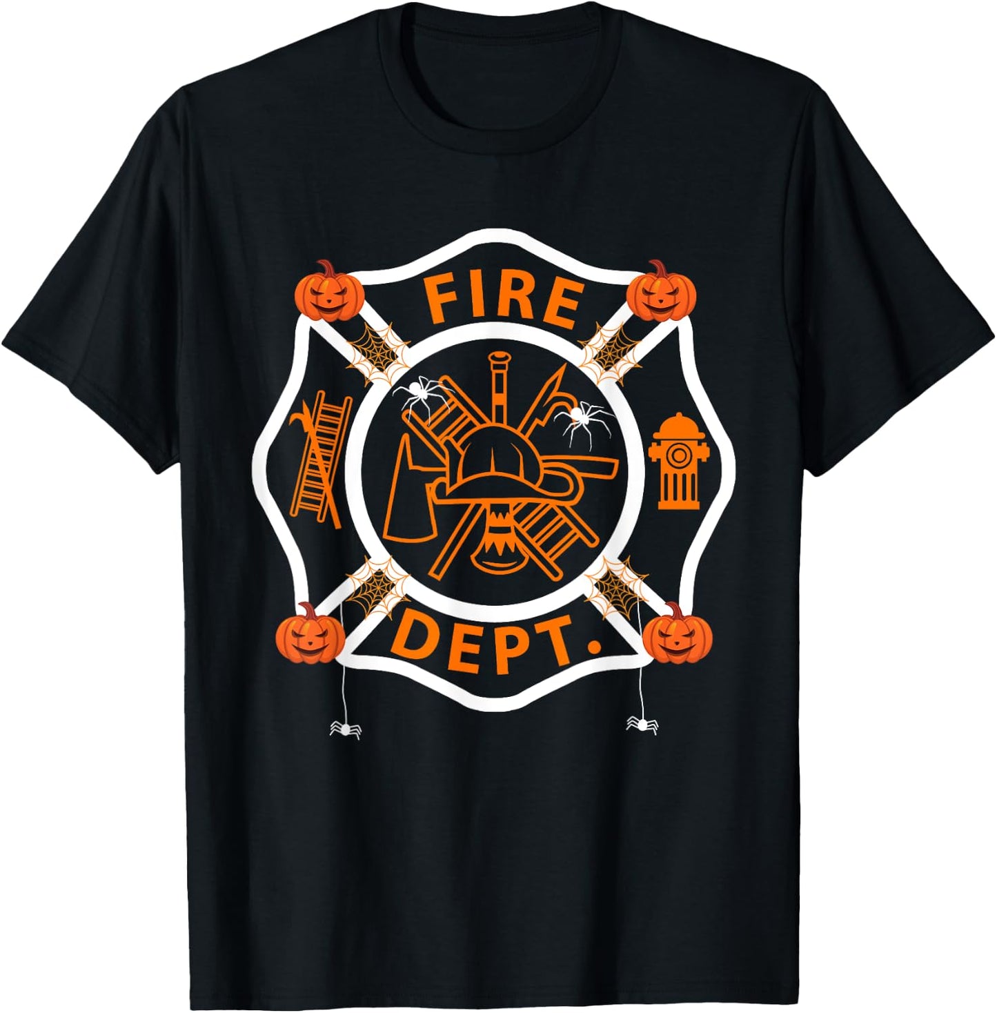 Halloween Firefighter Fireman Fire Dept department Logo Men T-Shirt - T-Shirt | Black