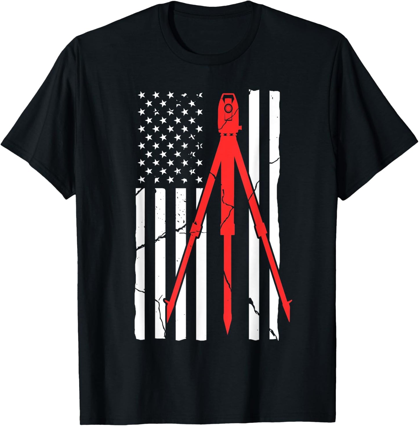 Land Surveying Flag Equipment Funny Surveyor Gifts T-Shirt - T-Shirt | Black