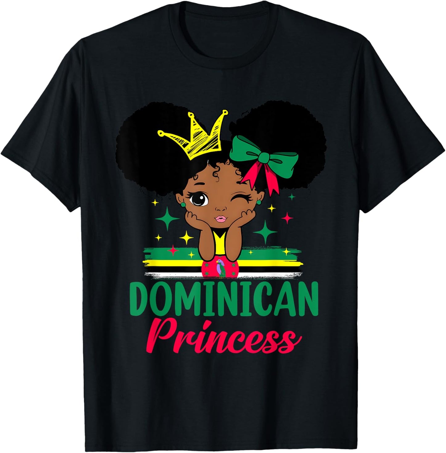 Dominician Princess Dominica Girl Melanin Dominician Flag T-Shirt - T-Shirt | Black