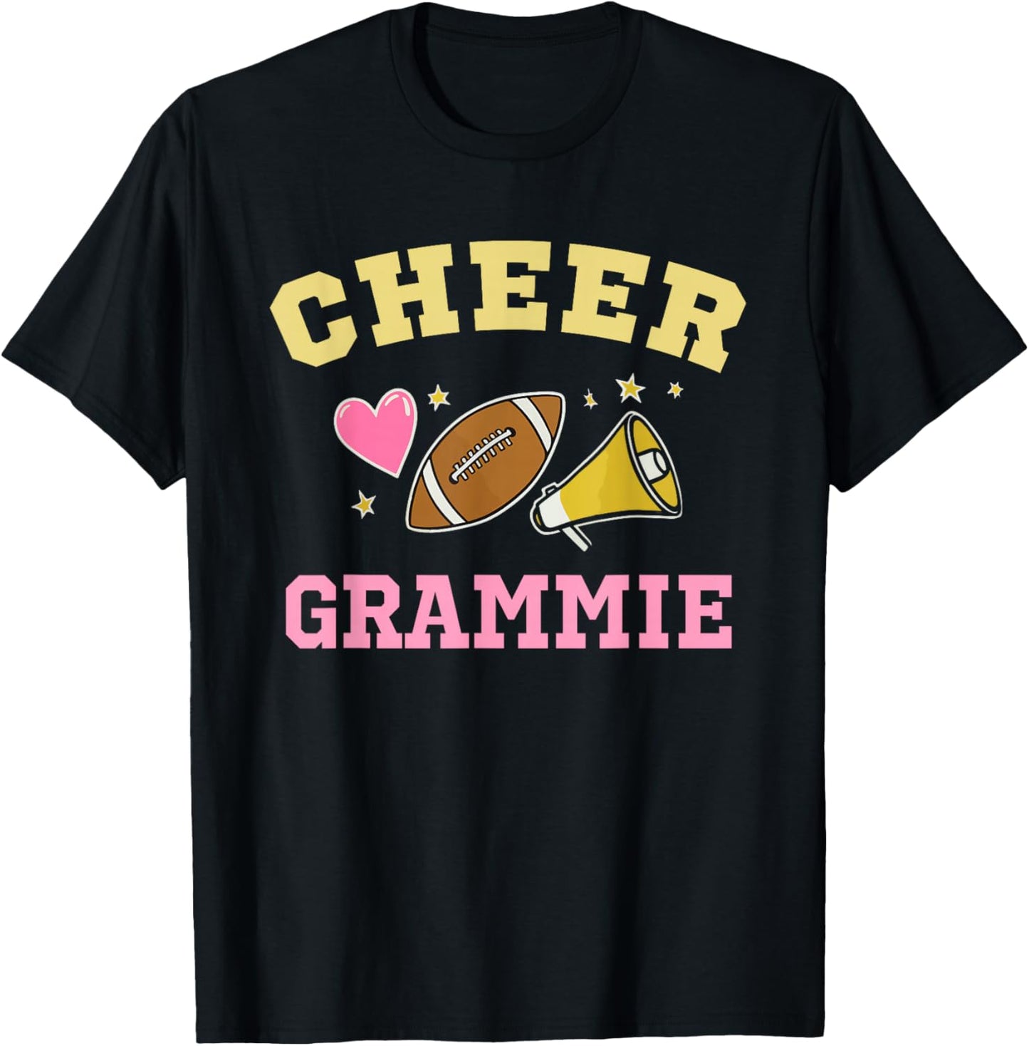 Cheer Grammie Heart Fan Cheerleader Cheerleading Football T-Shirt - T-Shirt | Black