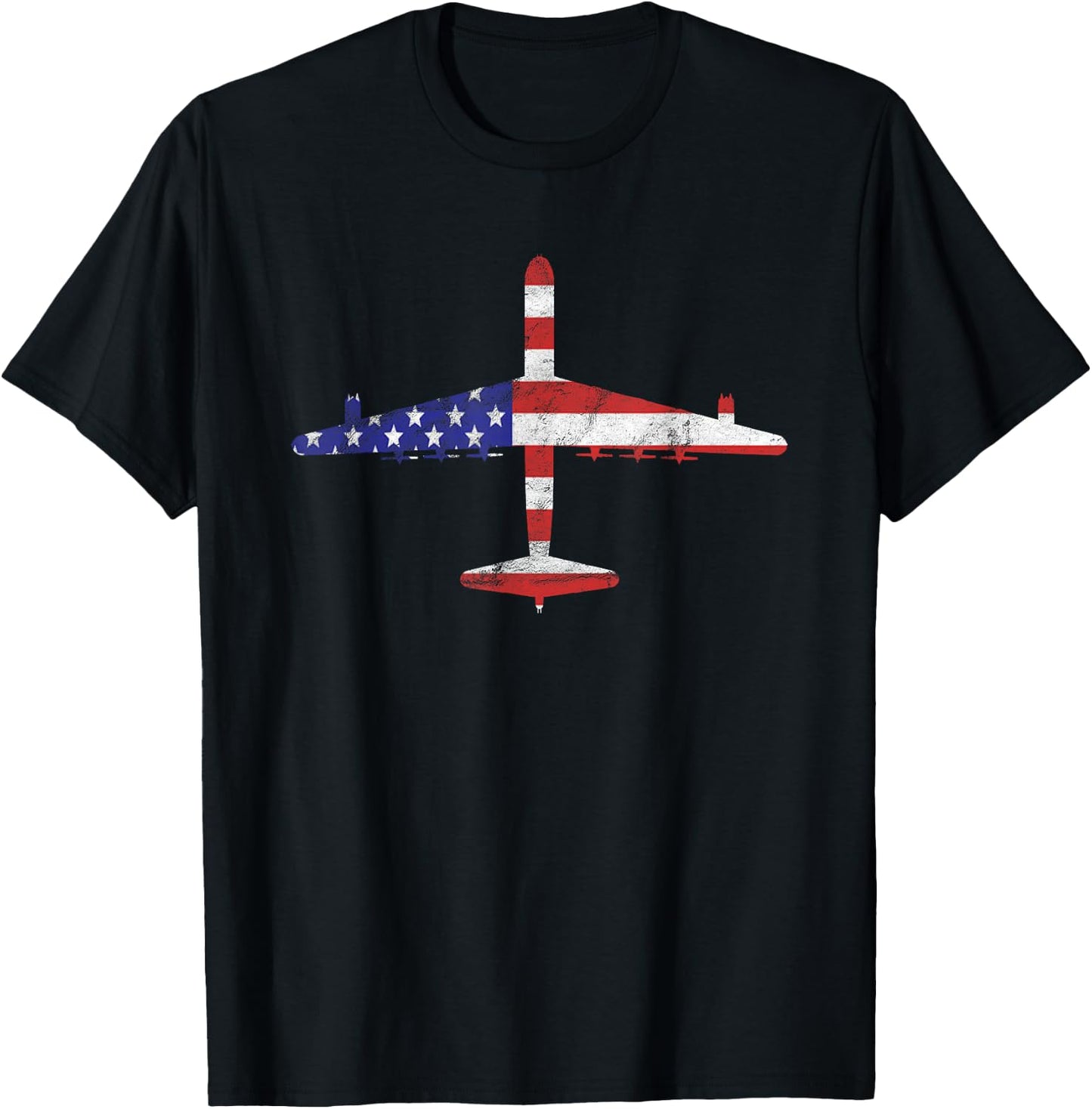 B-36 Peacemaker Cold War Bomber Airplane American Flag Men T-Shirt - T-Shirt | Black