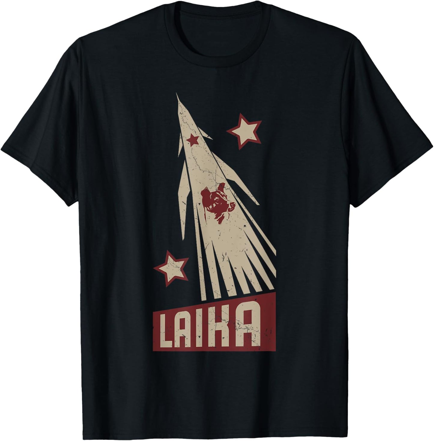 Laika Dog Sputnik Space Dog Space Travel USSR Men Women T-Shirt - T-Shirt | Black