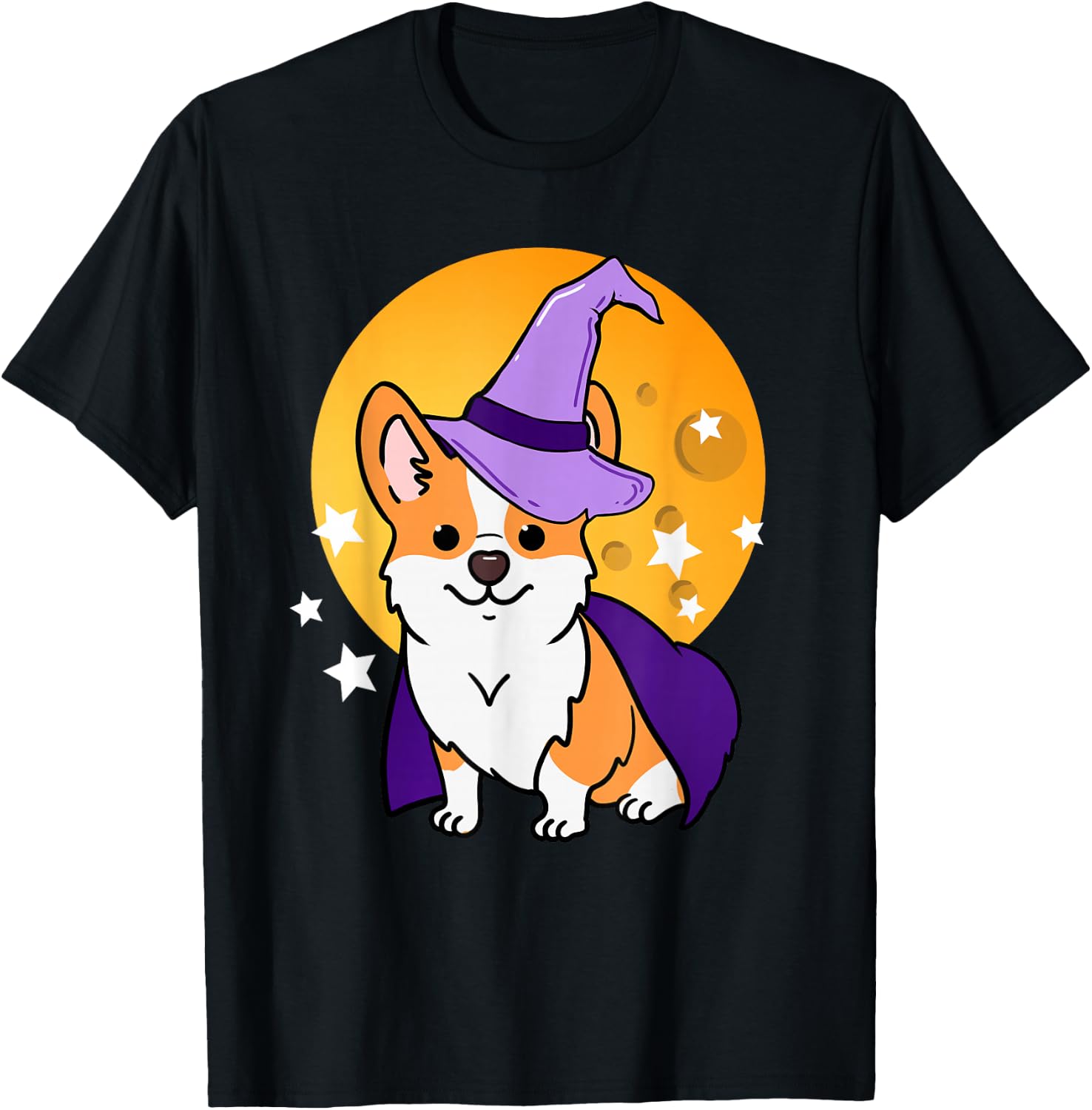 Corgi Witch Halloween Corgi T-Shirt - T-Shirt | Black