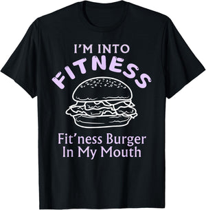 Funny Fitness Burger In My Mouth Trendy Humor T-Shirt - T-Shirt | Black