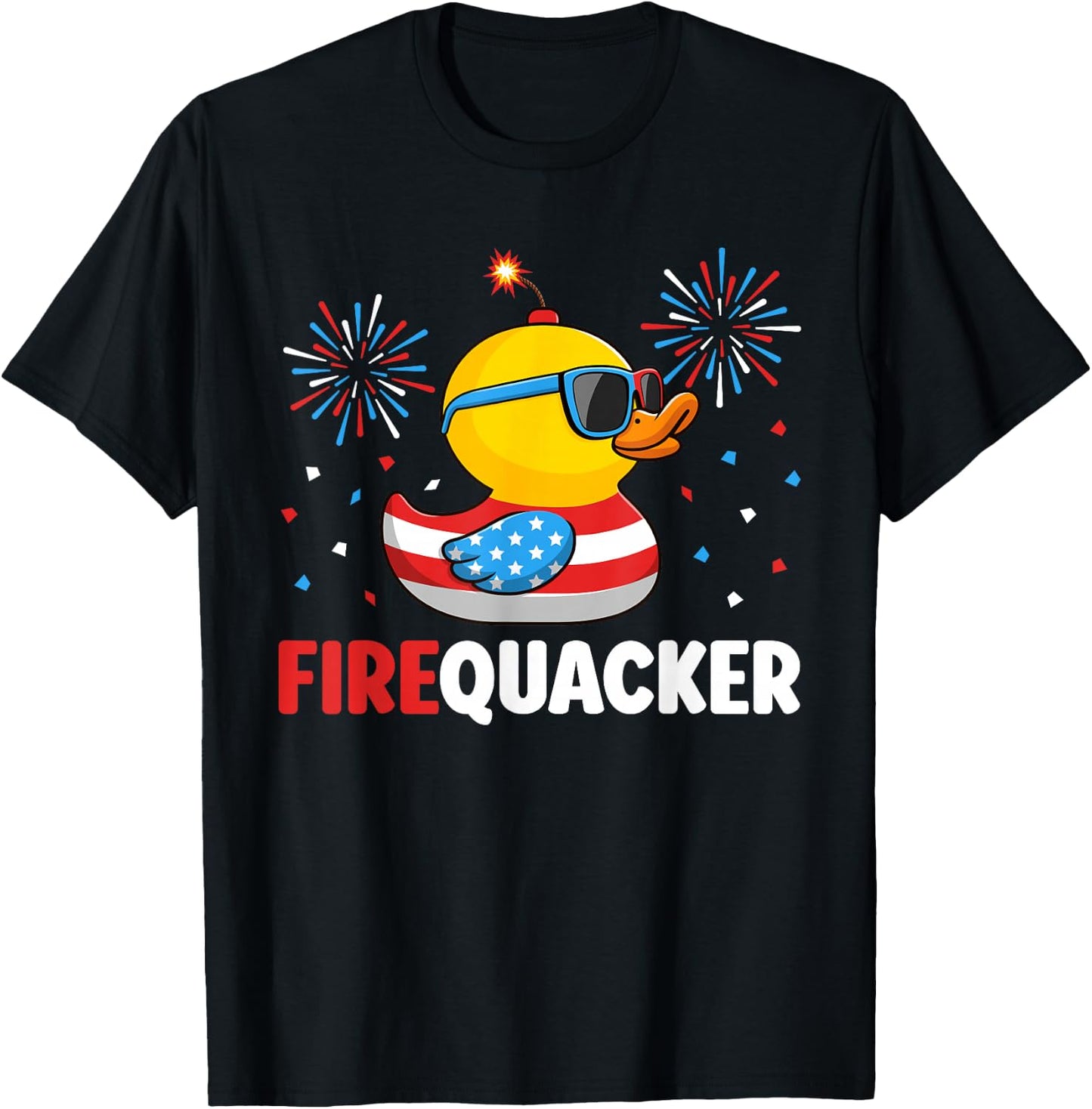 4th of July Duck Firequacker Patriotic Fourth of July Funny T-Shirt - T-Shirt | Black