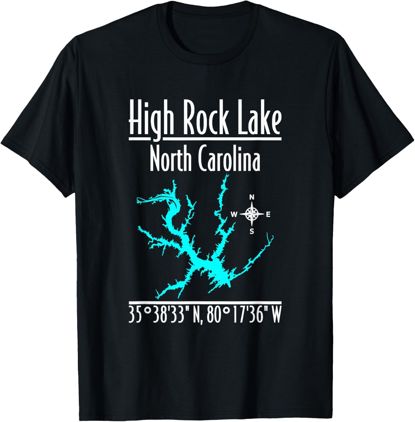 Modern High Rock Lake - North Carolina T-Shirt - T-Shirt | Black