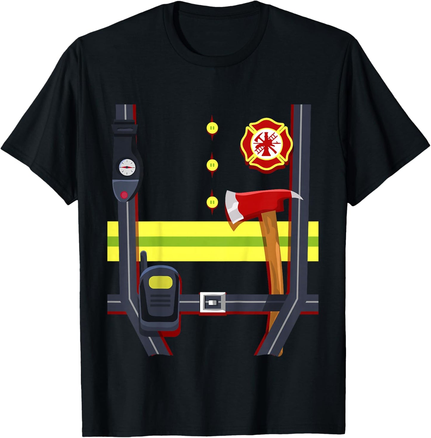 Kids Firefighter Halloween Costume Boys Girls Kids Fire Chief T-Shirt - T-Shirt | Black