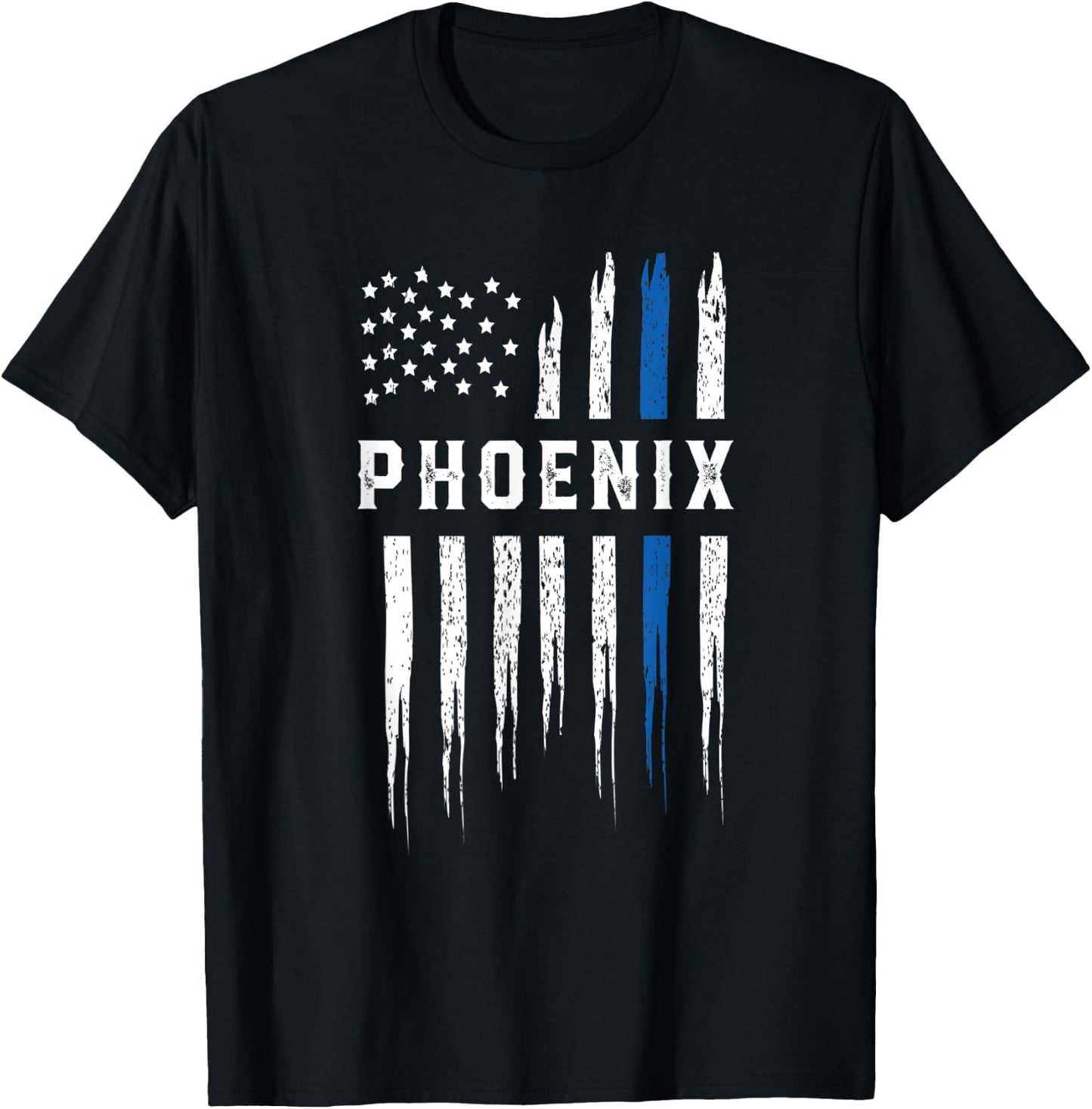 Thin Blue Line Heart Phoenix Police Officer Arizona Cops T-Shirt - T-Shirt | Black