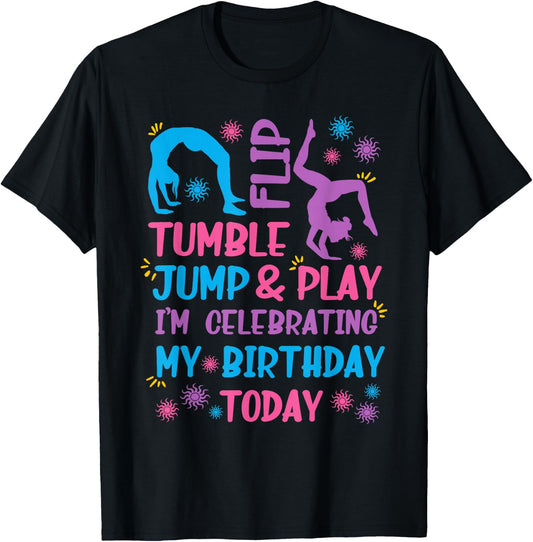 Funny Girls Gymnastics Birthday Themed Party Gift Women Kids Small T-Shirt - T-Shirt | Black