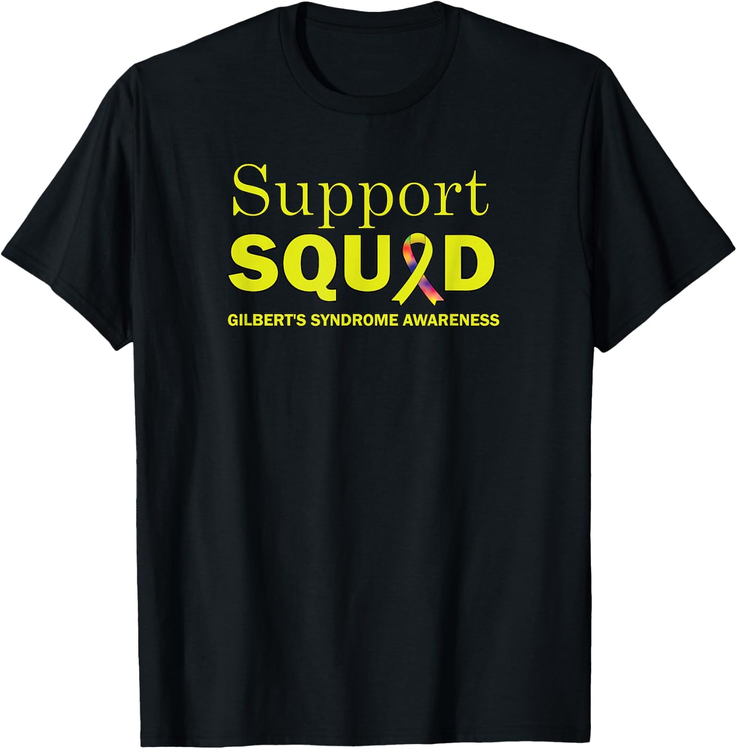 Gilbert's Syndrome Awareness Support Squad Awareness Ribbon T-Shirt - T-Shirt | Black