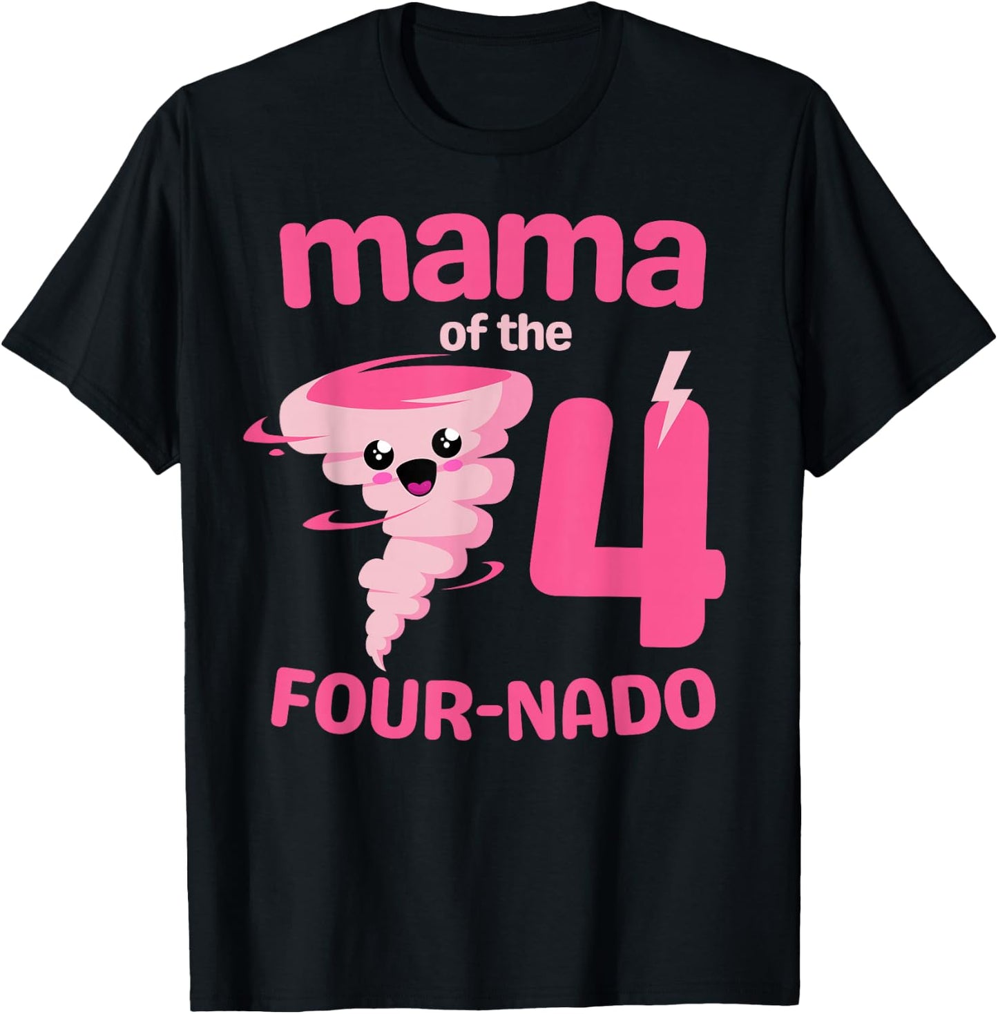 Mama of the Four-nado Tornado Theme 4th Birthday Party Kids T-Shirt - T-Shirt | Black