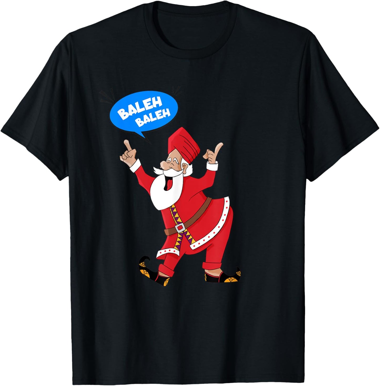 Funny Men's Punjabi Indian Bhangra Dancing Santa Singh T-Shirt - T-Shirt | Black