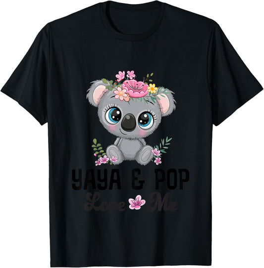 Kids Yaya And Pop Granddaughter Koala T-Shirt - T-Shirt | Black