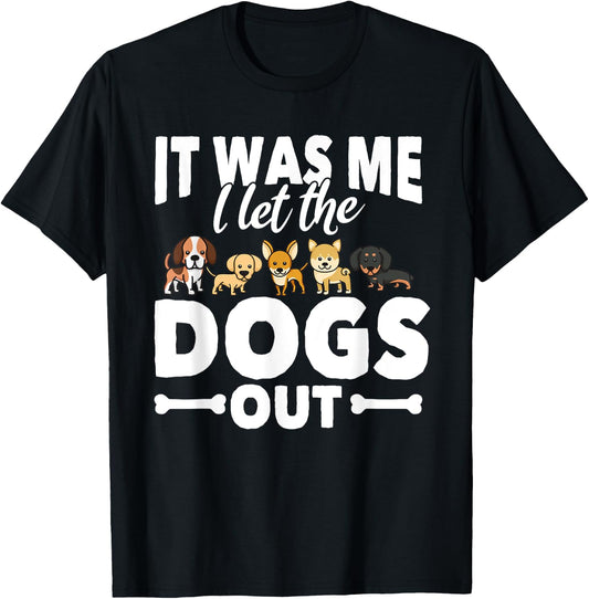 Funny Dog Gift Dog Owners Walking Women Kids T-Shirt - T-Shirt | Black