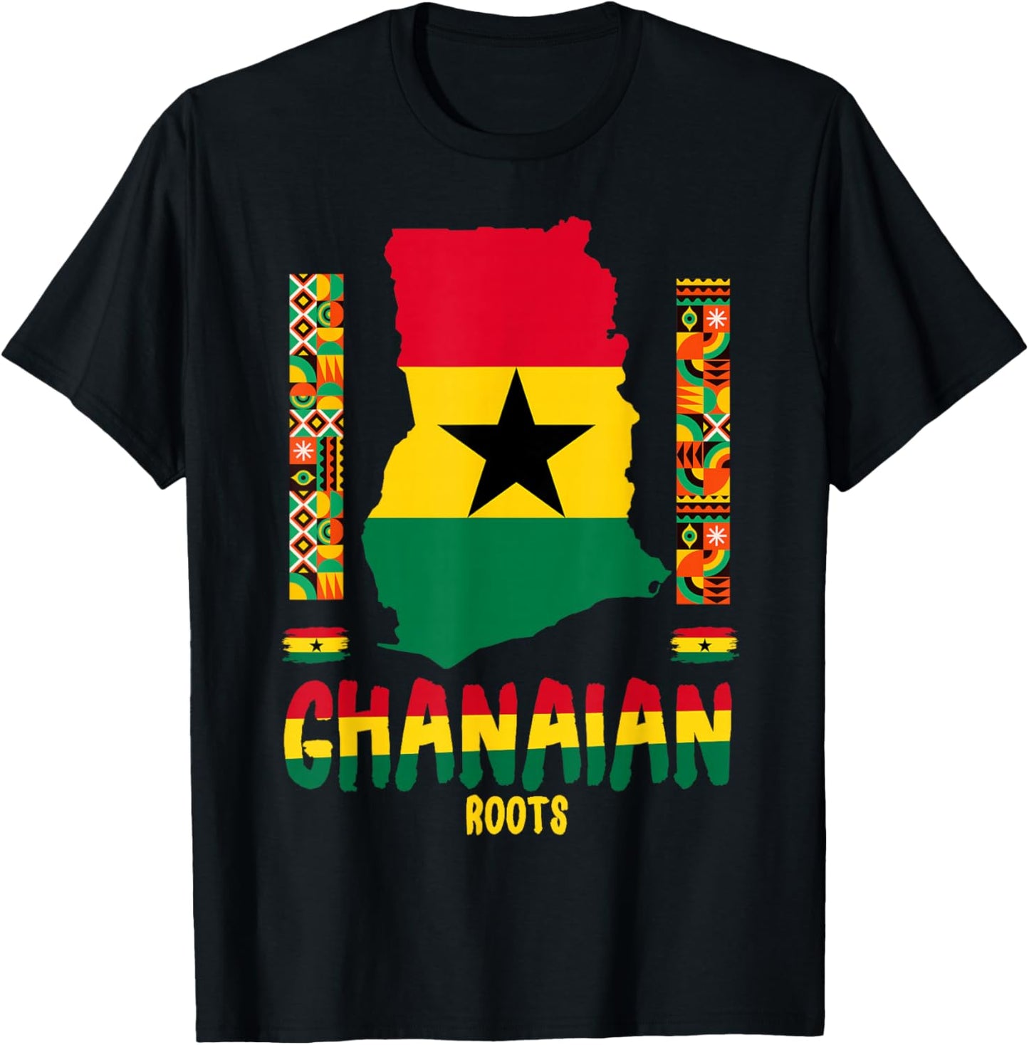 Ghanaian Roots Heritage Outfit Idea For Kids & Ghana Flag T-Shirt - T-Shirt | Black
