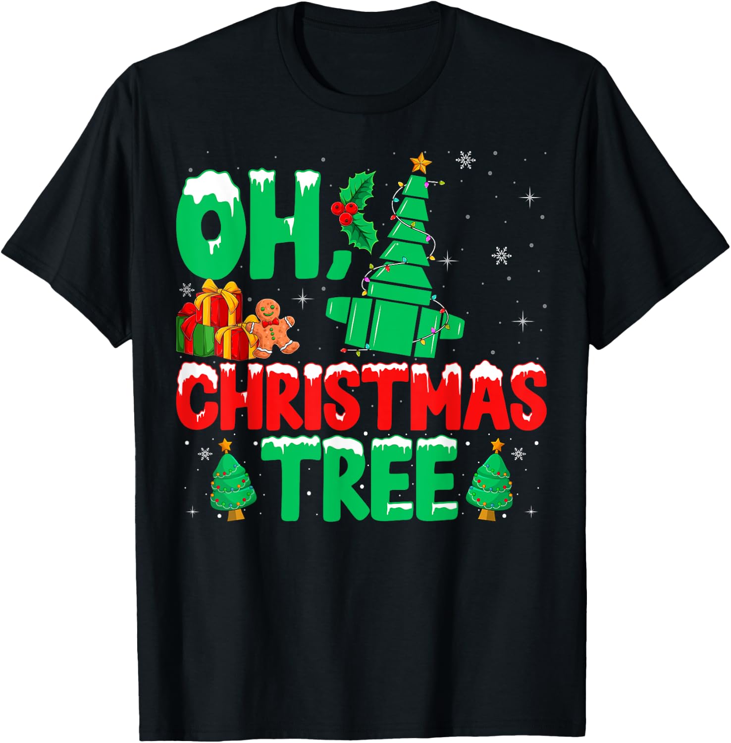 Oh Christmas Tree Xmas Pulmonology Respiratory Therapist T-Shirt - T-Shirt | Black
