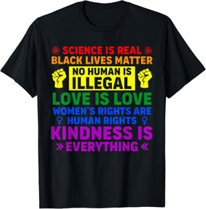 Science Kindness Equality Rainbow LGBT Gay Pride Human Right T-Shirt - T-Shirt | Black
