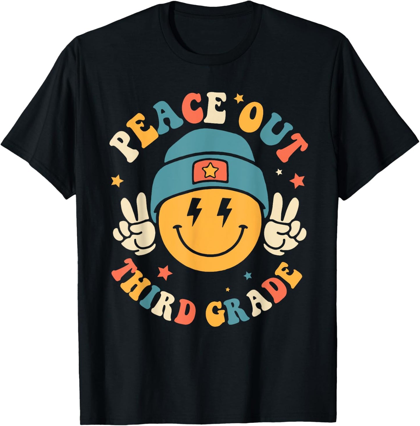 Peace Out Third Grade Happy Last Day Of School Teacher T-Shirt - T-Shirt | Black
