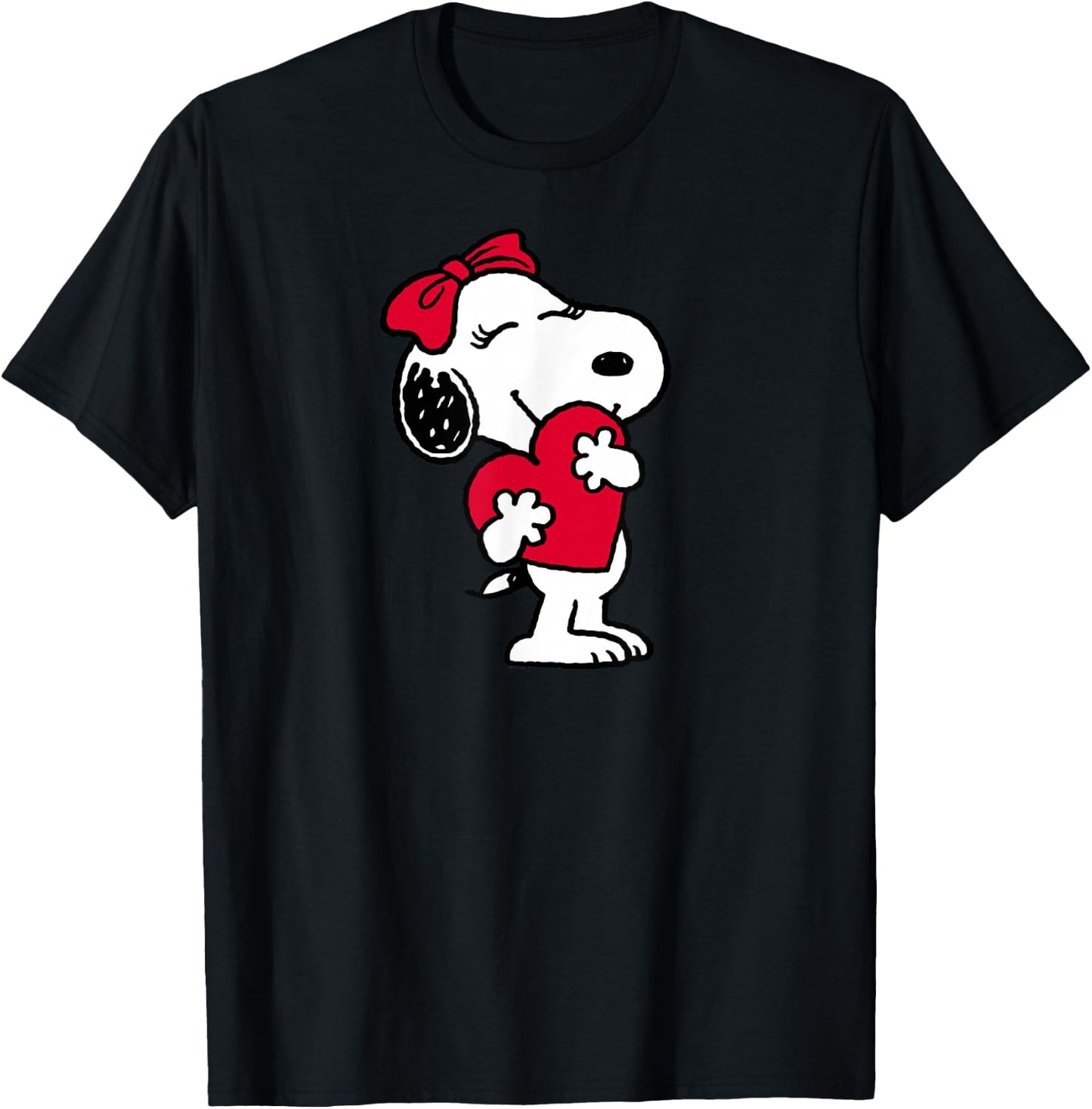 Peanuts Belle Hugging Heart Valentine's Day T-Shirt - T-Shirt | Black