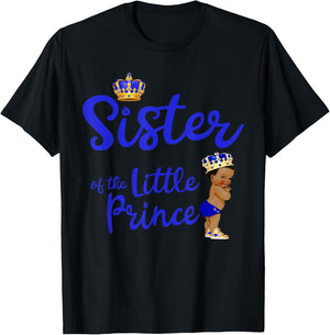 Sister Of The Birthday Prince Boy Bday Party Idea T-Shirt - T-Shirt | Black
