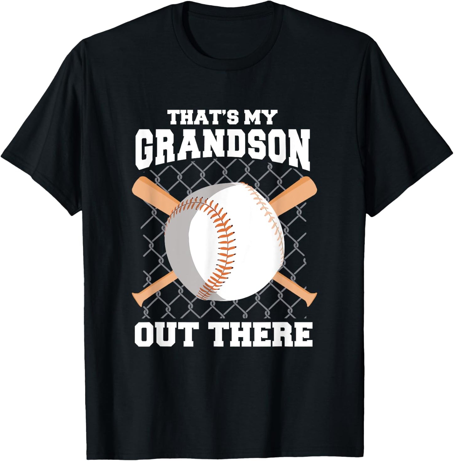 That's My Grandson Out There Grandma Grandpa Baseball T-Shirt - T-Shirt | Black