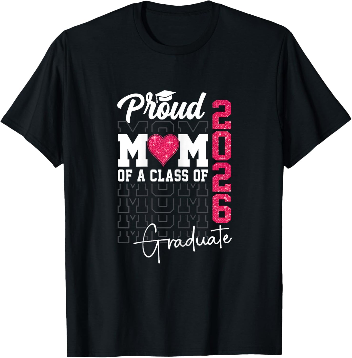 Proud Mom of a Class of 2026 Graduate Retro Senior Mom 2026 T-Shirt - T-Shirt | Black