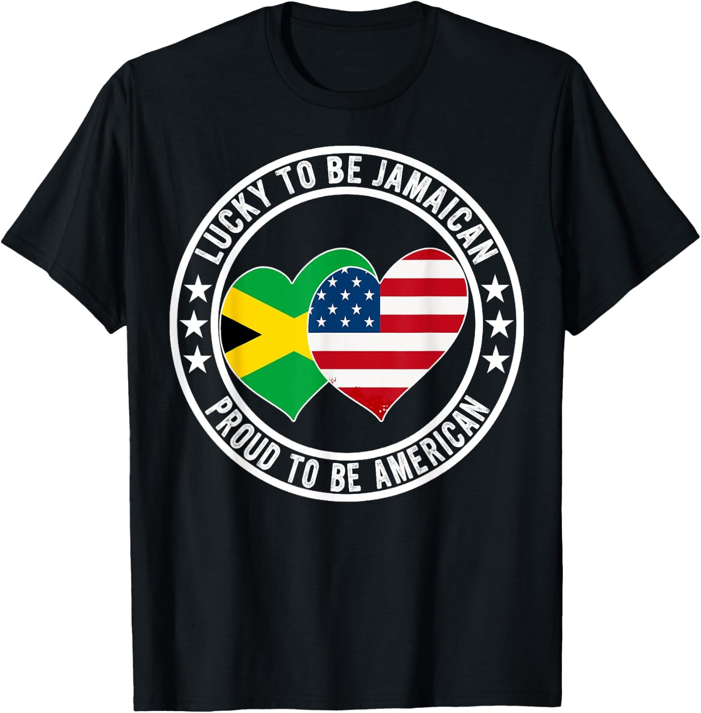 Lucky To Be Jamaican Proud To Be American Jamaica US Flag T-Shirt - T-Shirt | Black