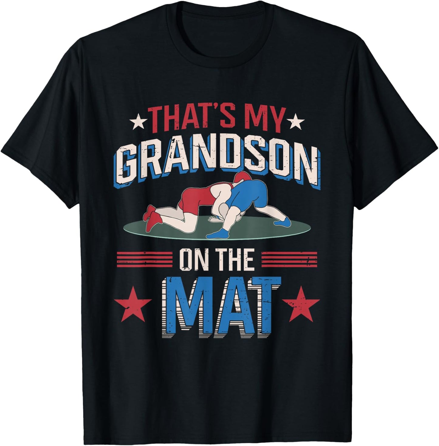 That's My Grandson On The Mat Wrestler Supportive Grandpa T-Shirt - T-Shirt | Black