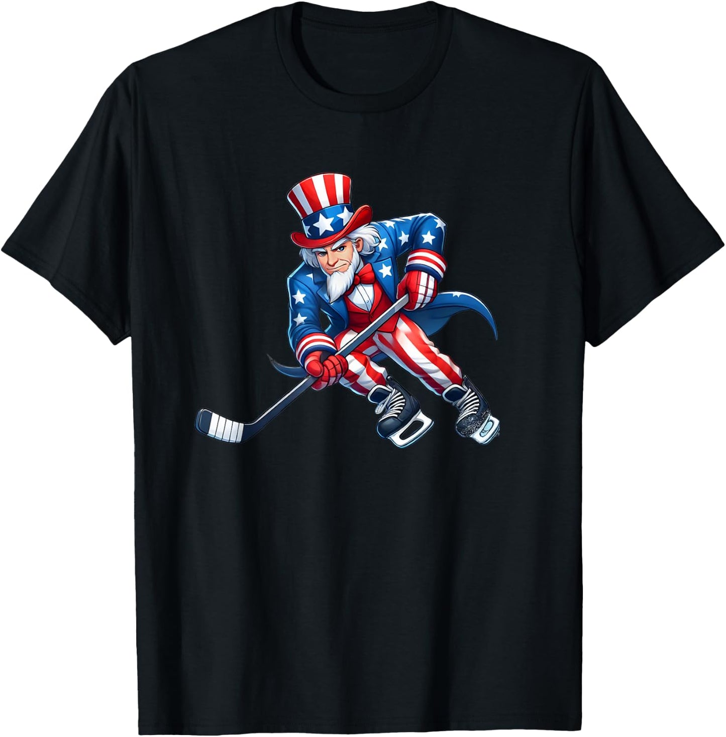 Uncle Sam Hockey Funny 4th of July Independence Day Sports Kids Men T-Shirt - T-Shirt | Black