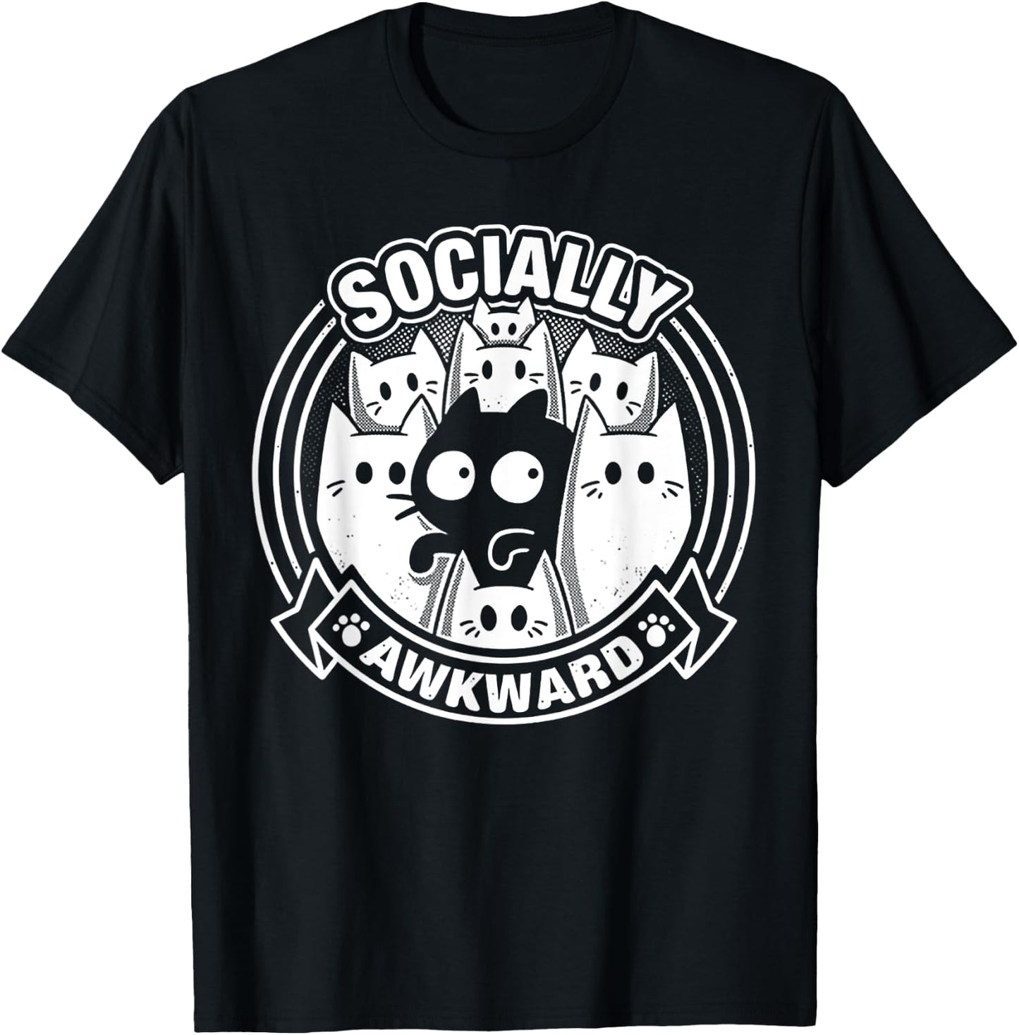 Socially Awkward Cat T-Shirt - T-Shirt | Black