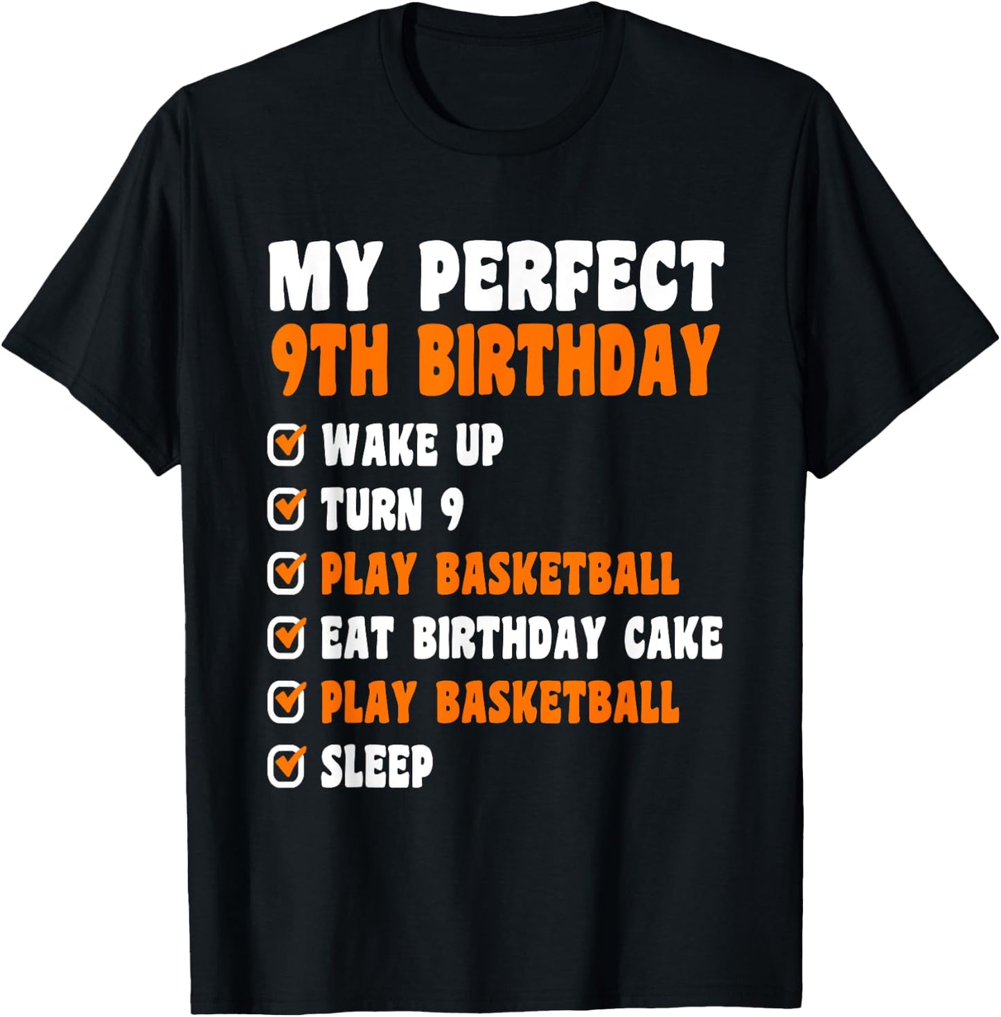 9 Years Old Perfect 9th Birthday Basketball 9th Birthday T-Shirt - T-Shirt | Black