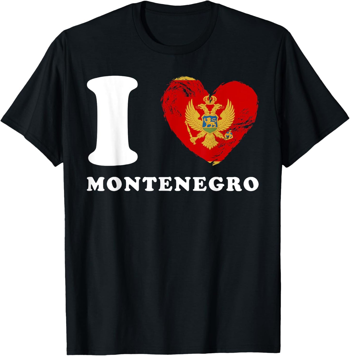 I Love Montenegro - Heart Flag Montenegro T-Shirt - T-Shirt | Black