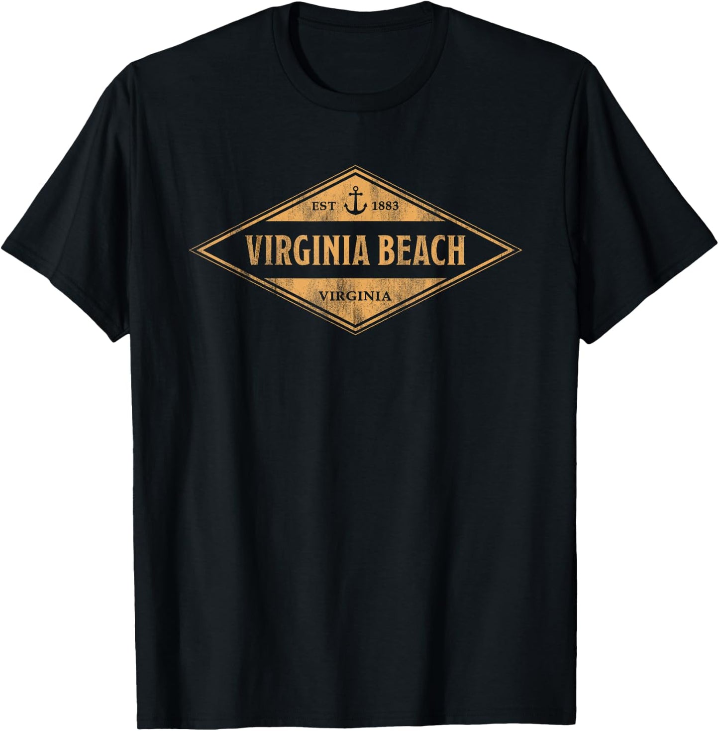Virginia Beach Virginia Souvenir Vacation Vintage Badge T-Shirt - T-Shirt | Black
