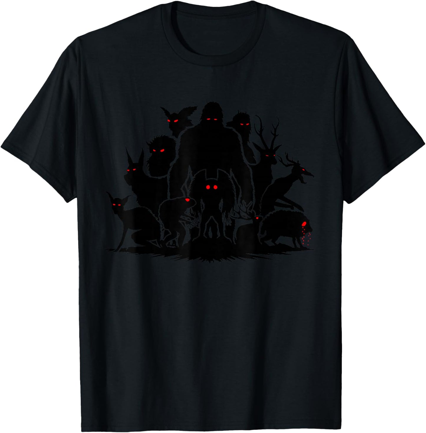 Funny Cryptid Monsters Bigfoot Mothman Wendigo Cryptozoology T-Shirt - T-Shirt | Black