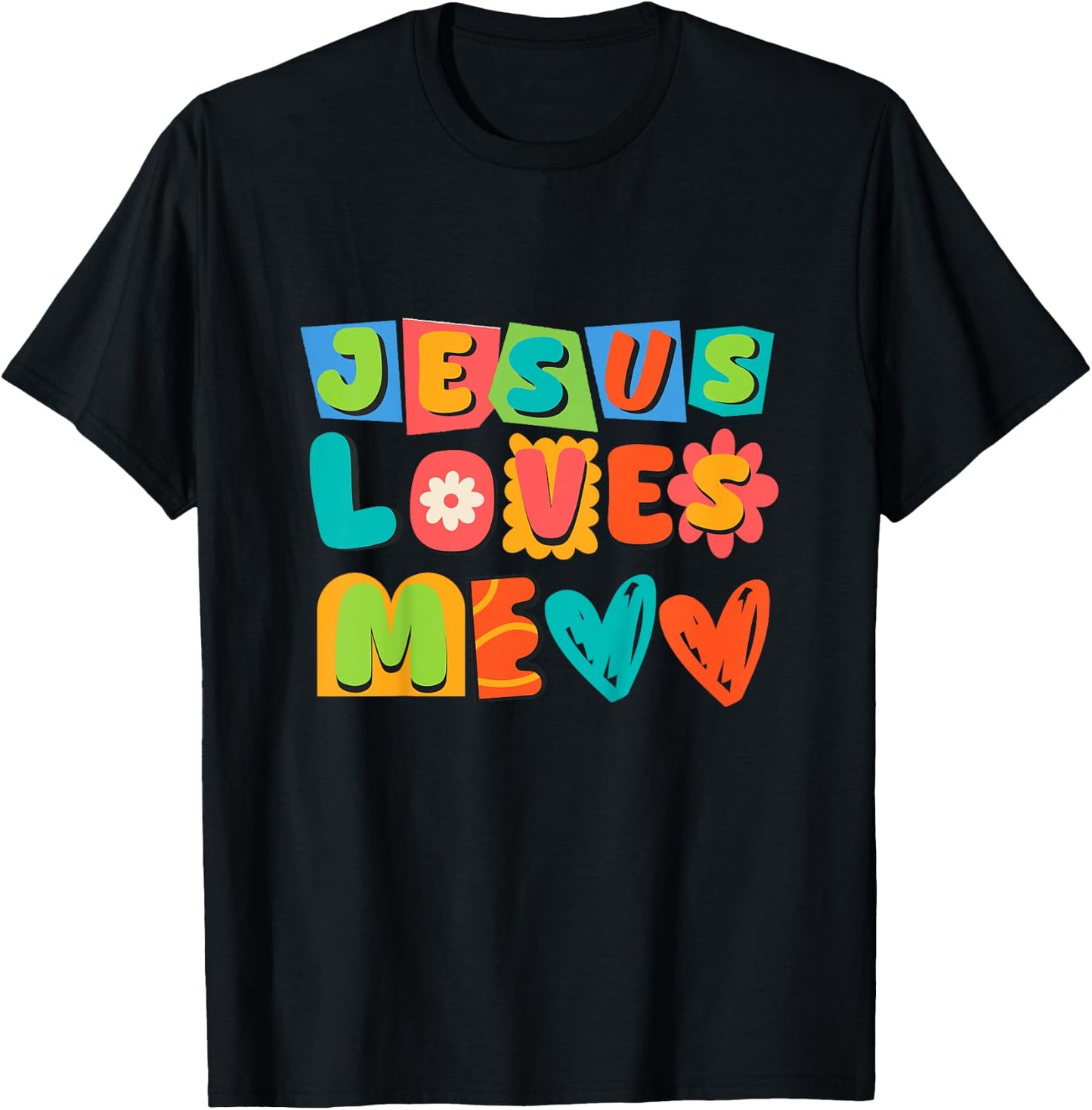 Groovy Jesus Loves Me Biblical Christian Church Retro Kids T-Shirt - T-Shirt | Black