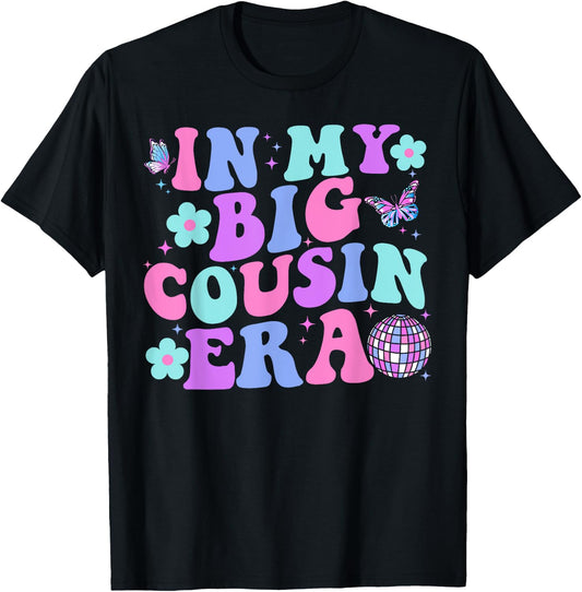 Matching Group Christmas In My Big Cousin Era Groovy T-Shirt - T-Shirt | Black