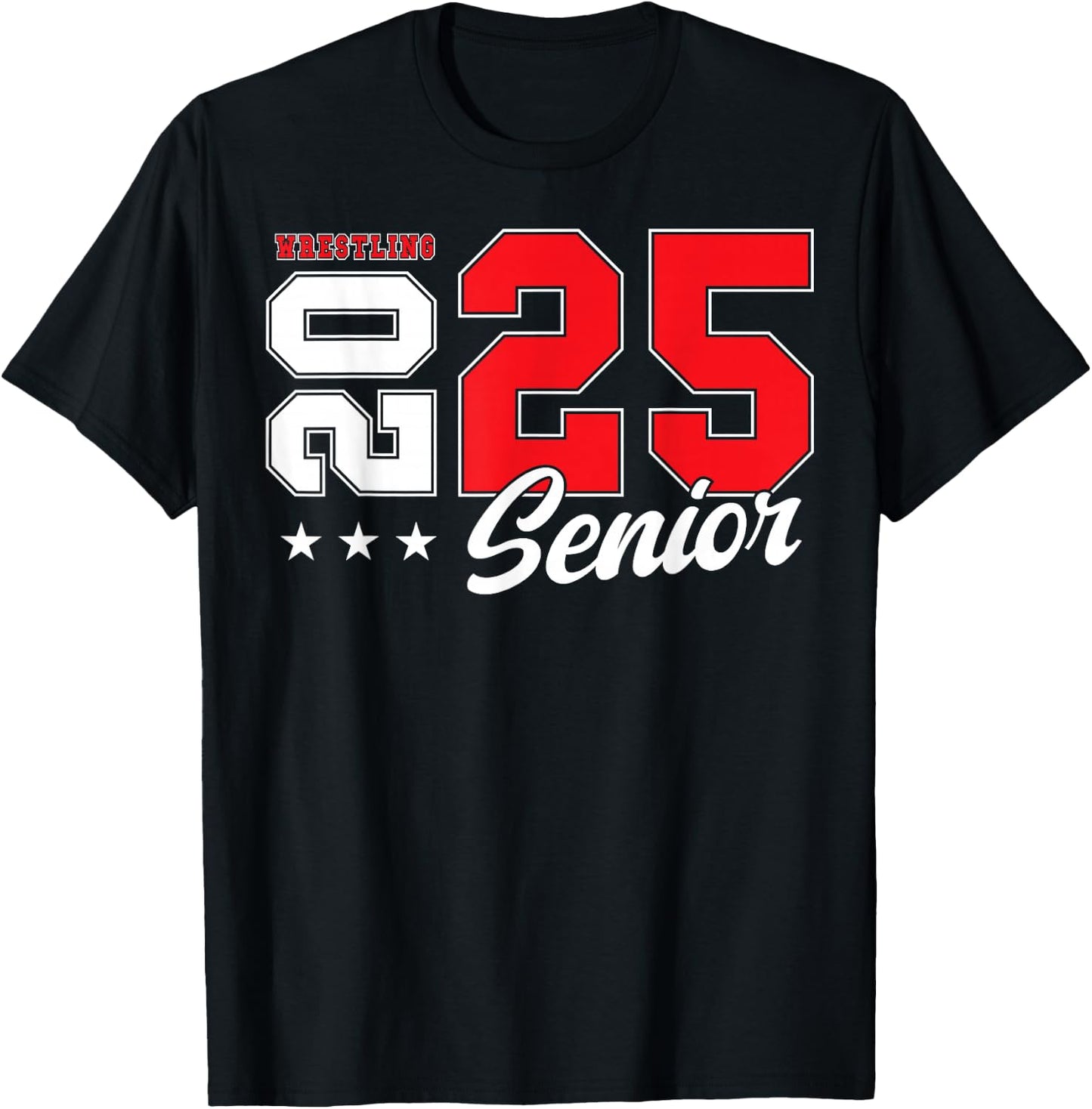 Wrestling Senior Night Wrestling Senior 2025 Graduation 75 T-Shirt - T-Shirt | Black