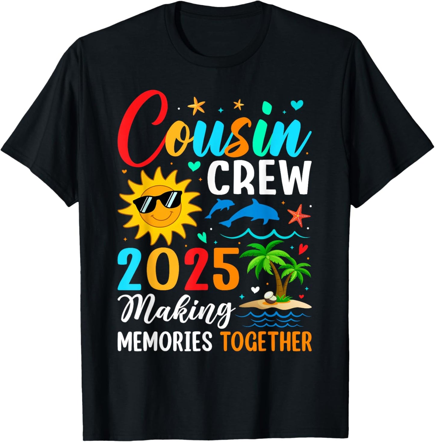 Cousin crew 2025 Summer Vacation Beach Family Trips Matching T-Shirt - T-Shirt | Black
