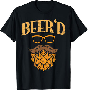 Beerd Beer Face Hops Beard Homebrew Fathers Day Men Dad Gift T-Shirt - T-Shirt | Black