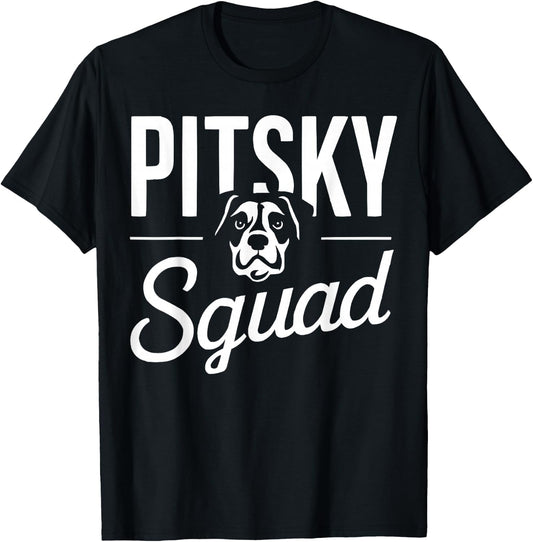 Pitsky Owner Dog Lover Puppy Pit Bull Siberian Husky T-Shirt - T-Shirt | Black