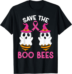 Save The Boobees Boo Bees Breast Cancer Awareness Halloween T-Shirt - T-Shirt | Black