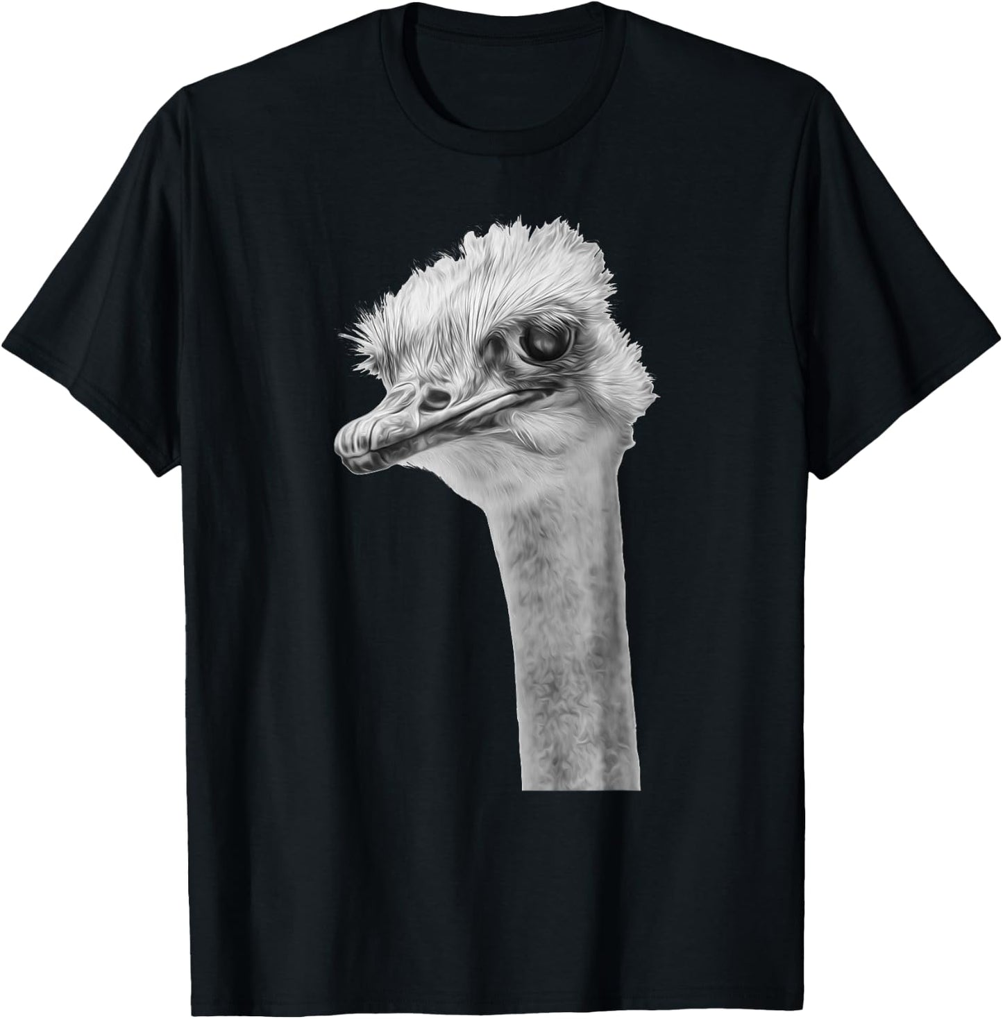 Ostrich in. Black and White T-Shirt - T-Shirt | Black