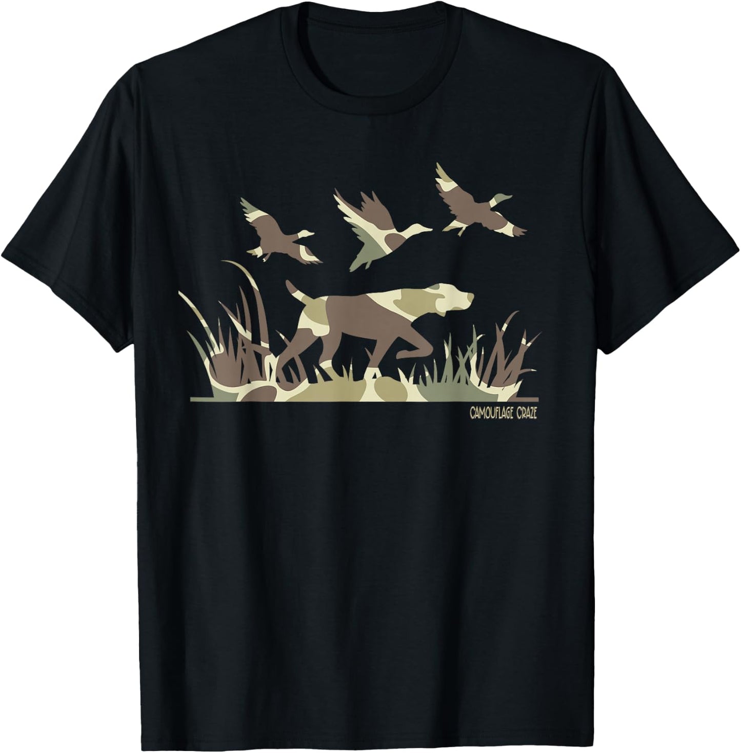 Duck Hunting Camouflage Camo Pointer Dog Camo Duck Hunter T-Shirt - T-Shirt | Black