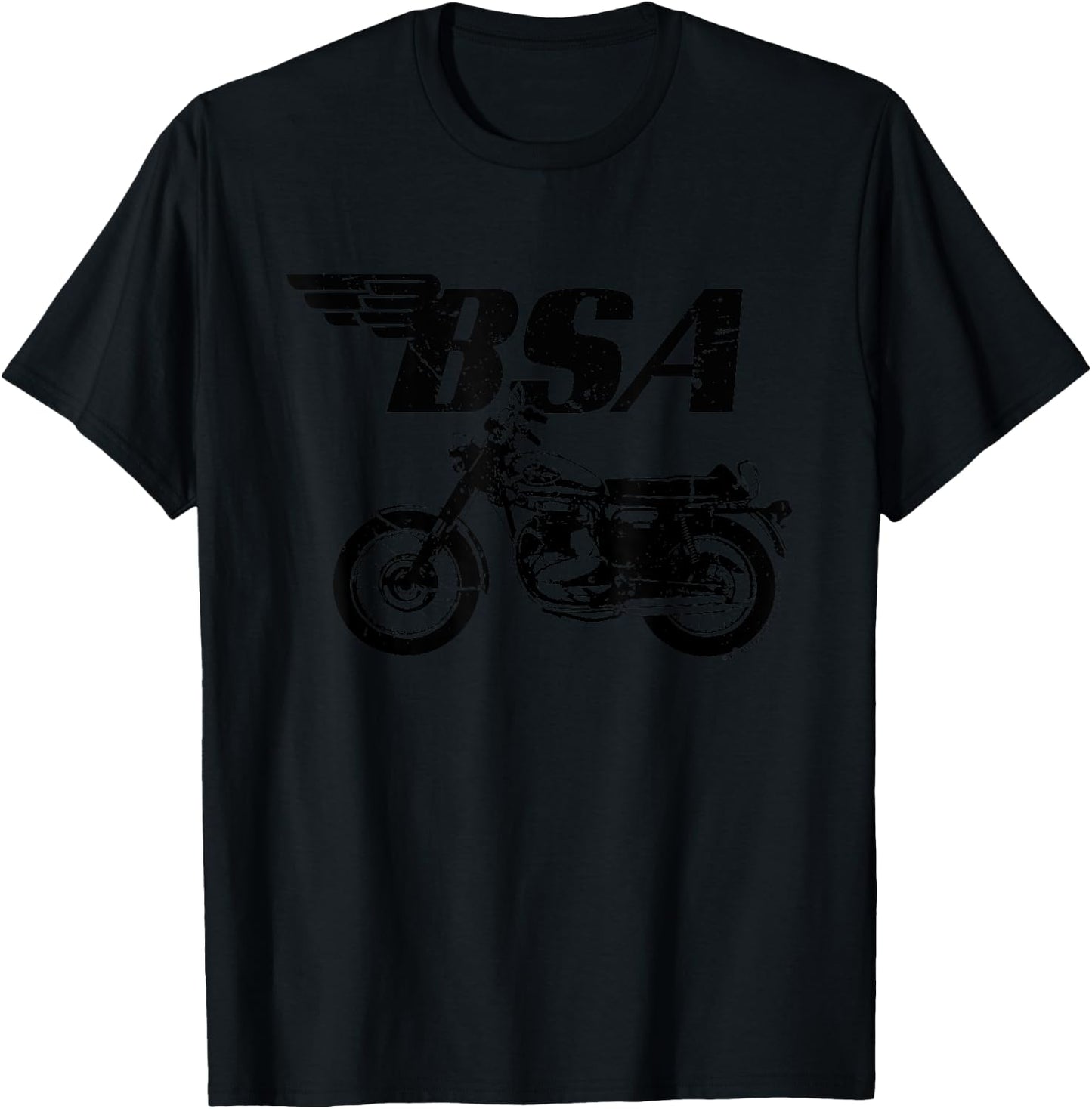 BSA Logo Distressed Thunderbolt Motorcycle T-Shirt - T-Shirt | Black