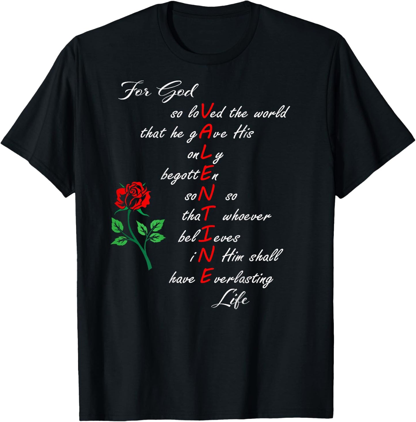 Christian Valentine's John 3:16 For God So Loved the World T-Shirt - T-Shirt | Black
