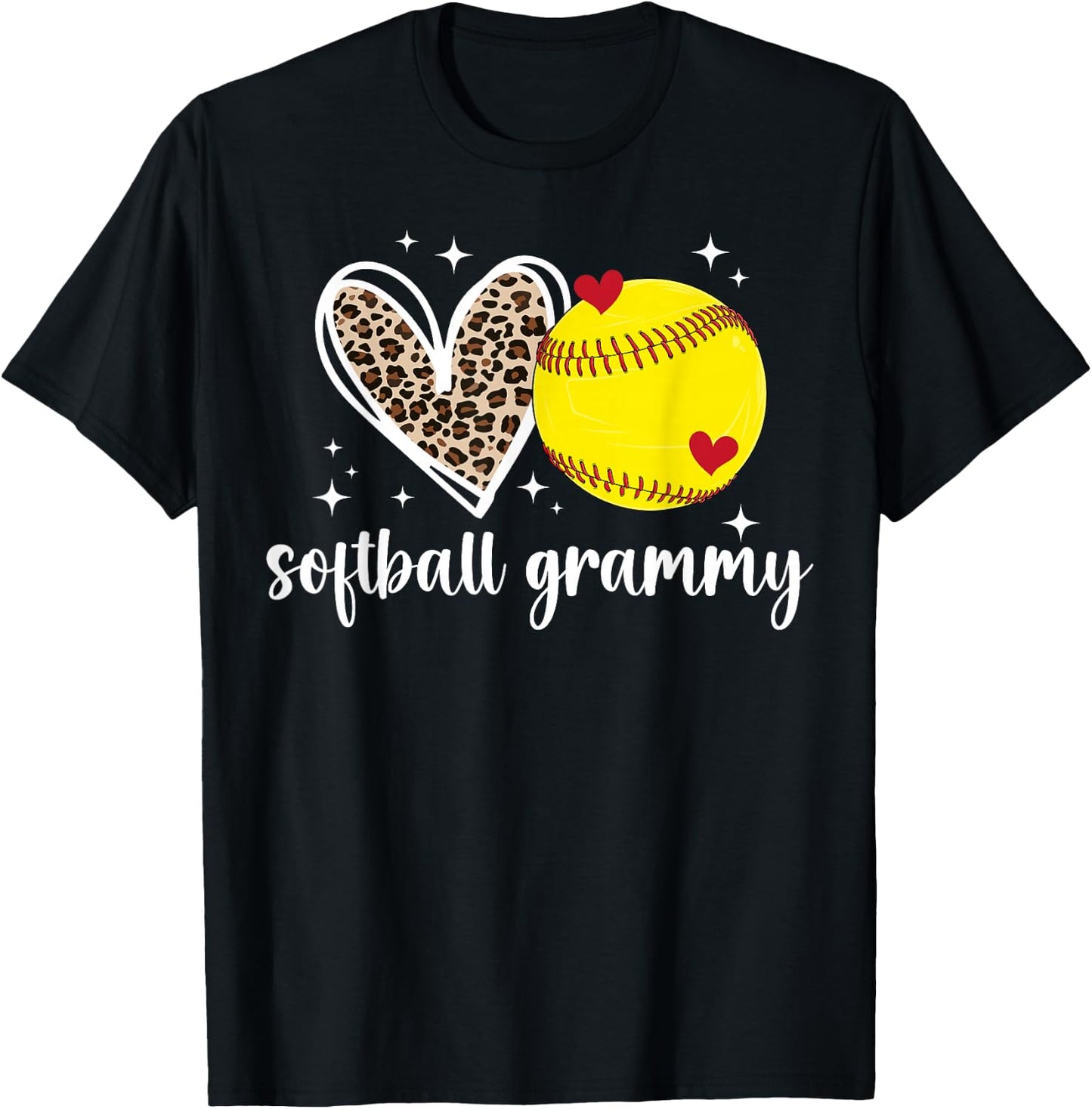 Softball Grammy Heart Grandma Grammy Of A Softball Player T-Shirt - T-Shirt | Black