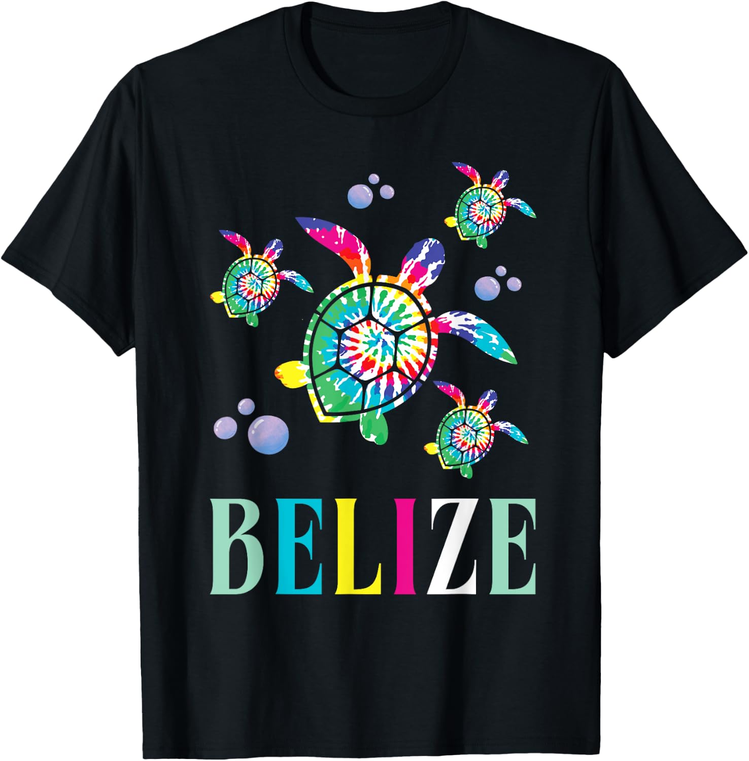 Belize Tie-Dye Sea Turtle Souvenir T-Shirt - T-Shirt | Black