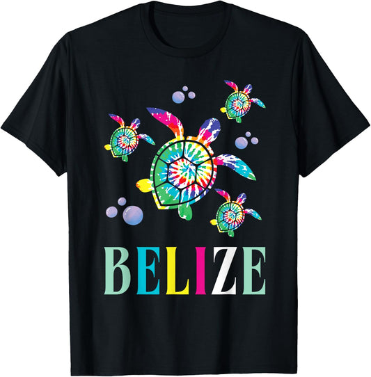 Belize Tie-Dye Sea Turtle Souvenir T-Shirt - T-Shirt | Black